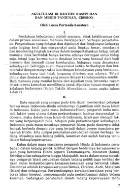 Akulturasi Di Kraton Kasepuhan Dan Mesjid Panjunan, Cirebon