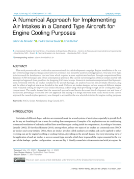 A Numerical Approach for Implementing Air Intakes in a Canard Type Aircraft for Engine Cooling Purposes