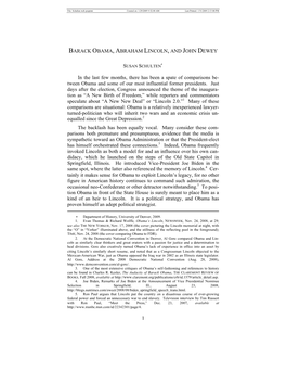 1 BARACK OBAMA, ABRAHAM LINCOLN, and JOHN DEWEY In