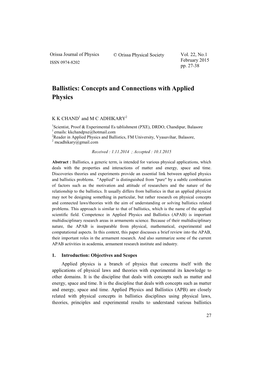 Ballistics: Concepts and Connections with Applied Physics