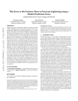 The Error Is the Feature: How to Forecast Lightning Using a Model Prediction Error [Applied Data Science Track, Category Evidential]