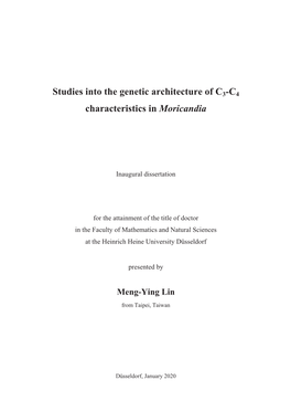Studies Into the Genetic Architecture of C3-C4 Characteristics in Moricandia