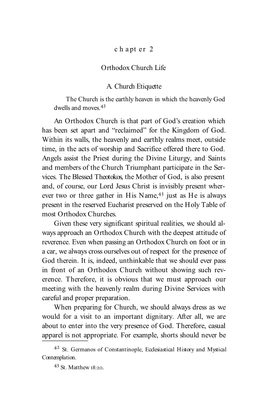 Chapter 2 Orthodox Church Life A. Church Etiquette an Orthodox