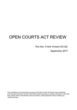 Open Courts Act Review