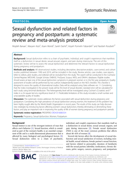 Sexual Dysfunction and Related Factors in Pregnancy