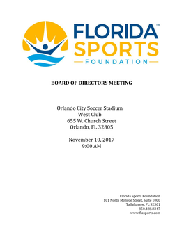 BOARD of DIRECTORS MEETING Orlando City Soccer Stadium West
