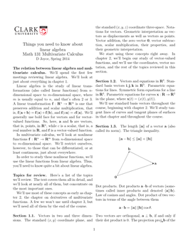 Things You Need to Know About Linear Algebra Math 131 Multivariate