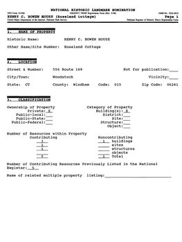 Roseland Cottage) Page 1 United States Department of the Interior, National Park Service National Register of Historic Places Registration Form