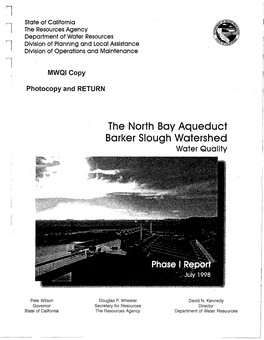 The North Bay Aqueduct Barker Slough Watershed Water Quality
