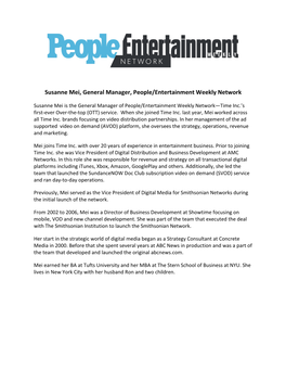 Susanne Mei, General Manager, People/Entertainment Weekly Network