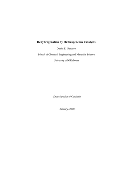 Dehydrogenation by Heterogeneous Catalysts
