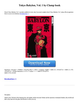 Tokyo Babylon, Vol. 1 by Clamp Book