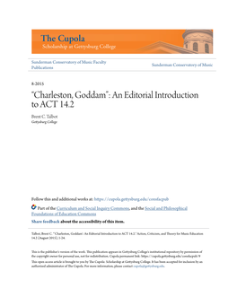 “Charleston, Goddam”: an Editorial Introduction to ACT 14.2 Brent C
