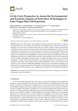 A Life Cycle Perspective to Assess the Environmental and Economic Impacts of Innovative Technologies in Extra Virgin Olive Oil Extraction