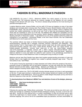 FASHION IS STILL MADONNA's PASSION Final 6.7.2012 1030Am