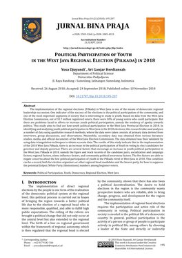 Jurnal Bina Praja 10 (2) (2018): 195-207 JURNAL BINA PRAJA E-ISSN: 2503-3360 | P-ISSN: 2085-4323