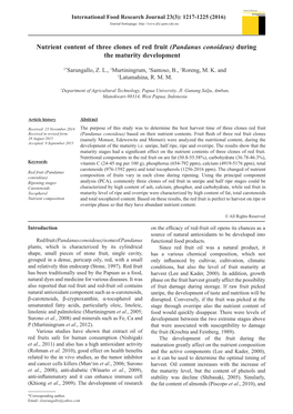 Nutrient Content of Three Clones of Red Fruit (Pandanus Conoideus) During the Maturity Development