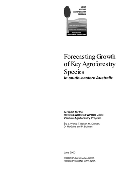 Forecasting Growth of Key Agroforestry Species in South–Eastern Australia