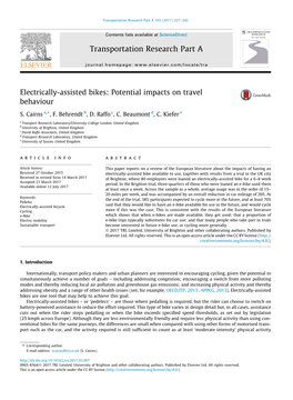 Electrically-Assisted Bikes: Potential Impacts on Travel Behaviour ⇑ S