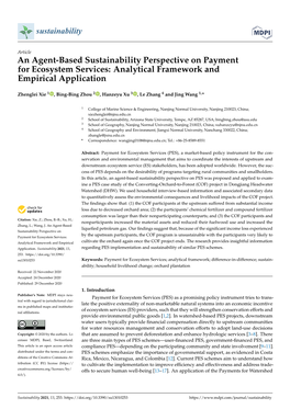 An Agent-Based Sustainability Perspective on Payment for Ecosystem Services: Analytical Framework and Empirical Application
