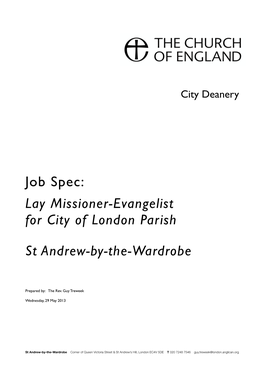 Job Spec: Lay Missioner-Evangelist for City of London Parish St Andrew