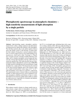 Photophoretic Spectroscopy in Atmospheric Chemistry – High-Sensitivity Measurements of Light Absorption by a Single Particle