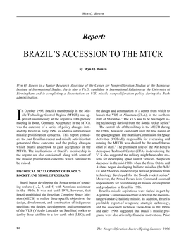 Brazil's Accession to the Mtcr