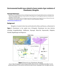 Environmental Health Issue Related to Heavy Metals of Ger Residents of Ulaanbaatar, Mongolia