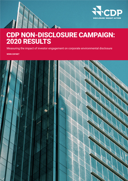 CDP NON-DISCLOSURE CAMPAIGN: 2020 RESULTS Measuring the Impact of Investor Engagement on Corporate Environmental Disclosure