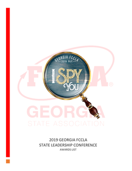 2019 Georgia Fccla State Leadership Conference Awards List