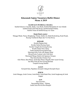 Khazanah Sajian Nusantara Buffet Dinner Menu a 2019