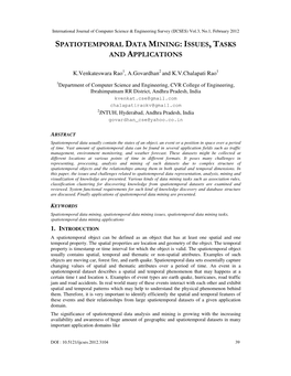 Spatiotemporal Data Mining: Issues, Tasks And