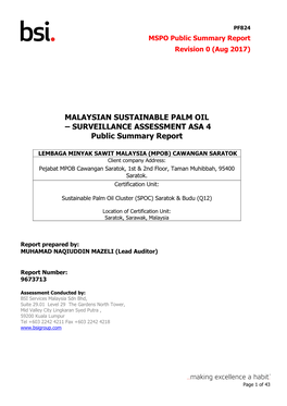 Sustainable Palm Oil Cluster Saratok & Budu