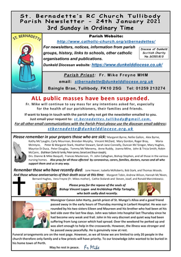 ALL Public Masses Have Been Suspended. Fr Mike