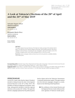 A Look at Valencia's Elections of the 28Th of April and the 26Th of May 2019