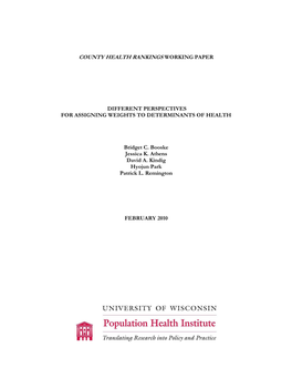 Different Perspectives for Assigning Weights to Determinants of Health