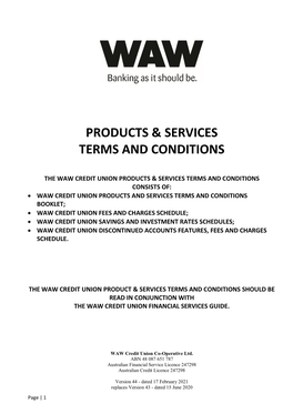 WAW Product and Services Terms and Conditions