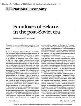 Paradoxes of Belarus in the Post-Soviet Era