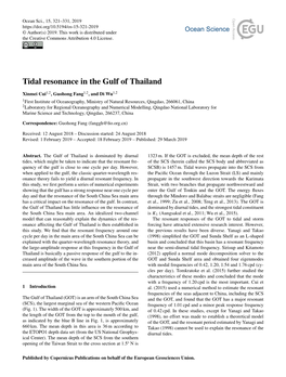 Tidal Resonance in the Gulf of Thailand