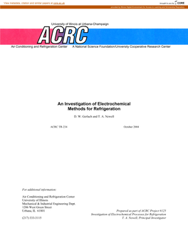 An Investigation of Electrochemical Methods for Refrigeration