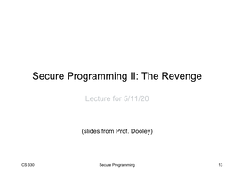 Secure Programming II: the Revenge