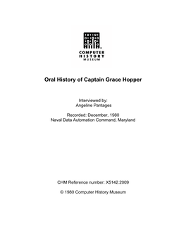 Oral History of Captain Grace Hopper