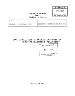 Commercial Television Claimants Written Rebuttal Statement — Allocation