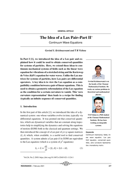 The Idea of a Lax Pair–Part II∗ Continuum Wave Equations