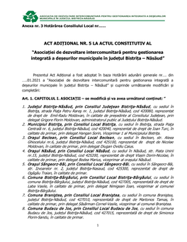 ACT ADIȚIONAL NR. 5 LA ACTUL CONSTITUTIV AL “Asociației De