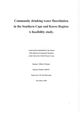 Community Drinking Water Fluoridation in the Southern Cape and Karoo Region: a Feasibility Study
