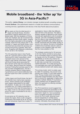 Mobile Broadband - the 'Killer Ap' for 3G in Asia-Pacific?