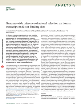 Genome-Wide Inference of Natural Selection on Human Transcription Factor Binding Sites