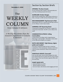 Weekly Column” for November 2, 2020 1