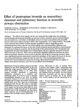 Effect of Ipratropium Bromide on Mucociliary Clearance and Pulmonary Function in Reversible Airways Obstruction